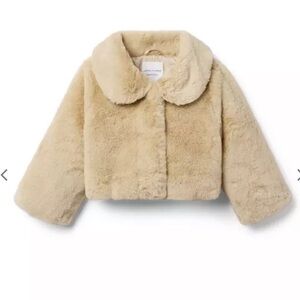 JANIE AND JACK FESTIVE Girls' Cream Faux Fur Jacket